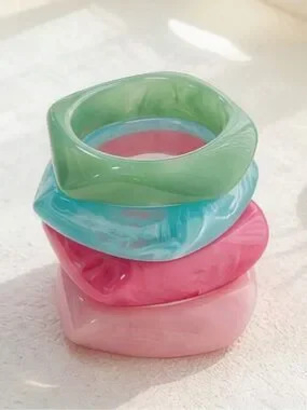 Turquoise?Marbled Square Resin Bangle Bracelet N2303